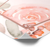 Poster Peach floral rose or accueil douche nuptiale (Coin)