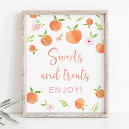 Poster Peach Floral Sweet Traitements Symbole d'anniversa