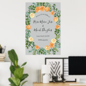 Poster Peach Grey Mariage Spring Floral (Bureau à domicile)