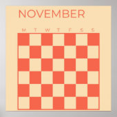 Poster Peach Non daté À damiers novembre Calendrier mensu (Devant)