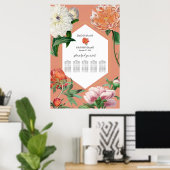 Poster Peach Pink Peonies Fleurs Mariage Seating Chart (Bureau à domicile)