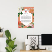 Poster Peach Pink Peonies Fleurs Mariage Seating Chart (Bureau à domicile)