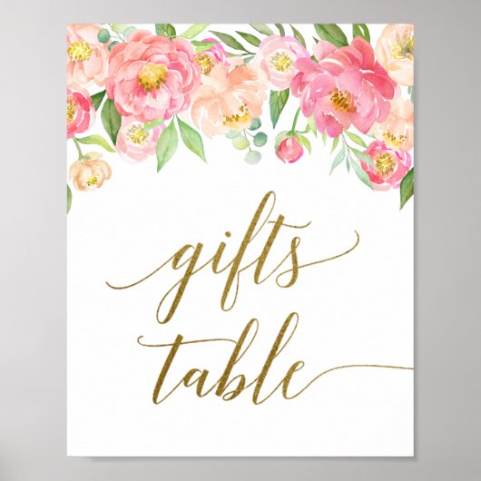 Poster Peach & Pink Peony Cadeaux de la table Signal (Devant)