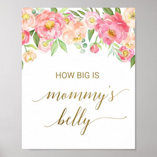 Poster Peach & Pink Peony Flower How Big Is Mommy's Belly (Devant)