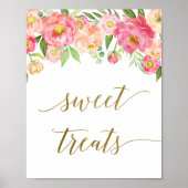 Poster Peach & Pink Peony Flower Traitements doux (Devant)