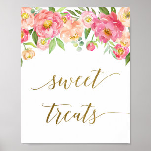 Poster Peach & Pink Peony Flower Traitements doux