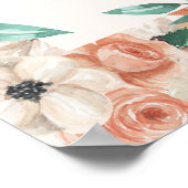 Poster Peach Rose Blanc Floral Bonne fête d'anniversaire (Coin)