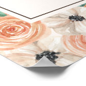 Poster Peach Rose Blanc Floral Fête d'anniversaire Bienve (Coin)