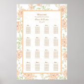 Poster Peach Rose Wedding Seating Chart (Devant)