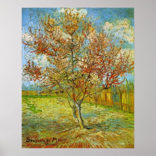Poster Peach Tree rose en fleurs par Vincent van Gogh (Devant)