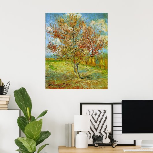Poster Peach Tree rose en fleurs par Vincent van Gogh (Bureau à domicile)