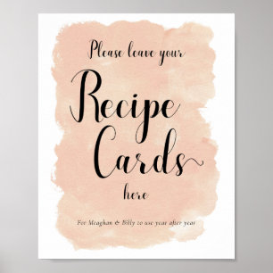 Poster Peach Watercolor Recette Cartes Signal de Fête des