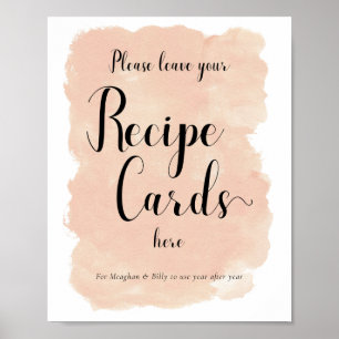 Poster Peach Watercolor Recette Cartes Signal de Fête des