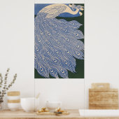 Poster Peacock Art Nouveau vintage Imprimer, Bleu Rétro (Cuisine)
