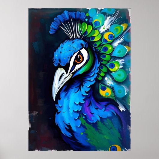 Poster Peacock Art - Oiseau coloré (Devant)