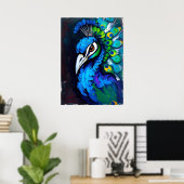 Poster Peacock Art - Oiseau coloré (Bureau à domicile)