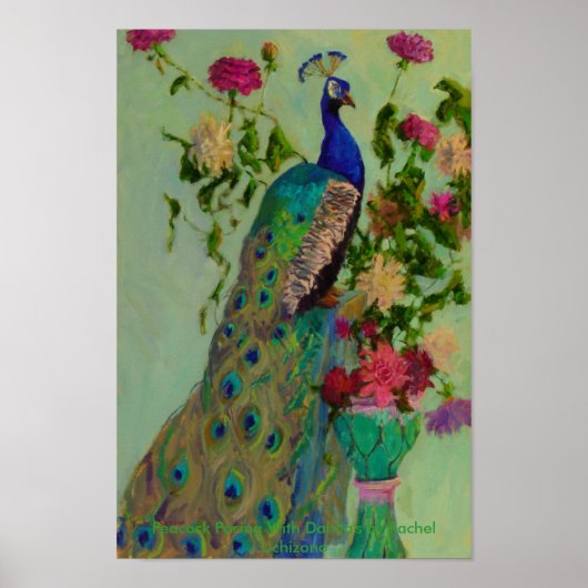 Poster Peacock avec Dahlia par Rachel Uchizono (Devant)