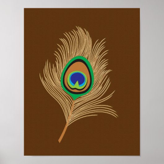 Poster Peacock Beige sur Chocolat Brown (Devant)