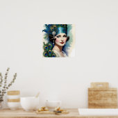 Poster Peacock Belle femme des Années folles (Cuisine)