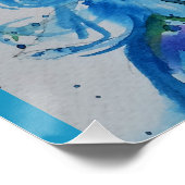 Poster Peacock bleu aquarelle peinture art (Coin)