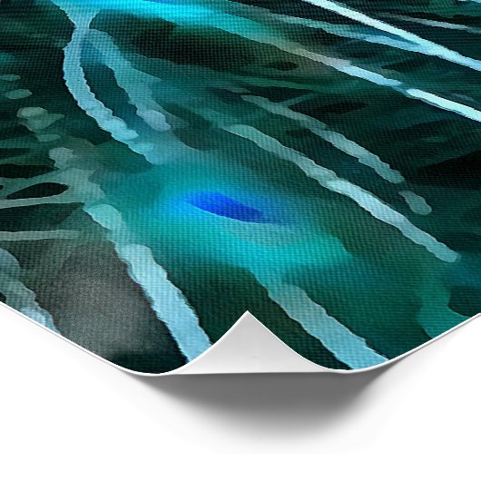 Poster Peacock Bleu Vibrant Avec Queue Fissée (Coin)