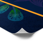 Poster Peacock Blue Jewel Tones Floral Gold Texte Mariage (Coin)