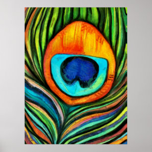 Poster Peacock coloré Pièce de plumes  