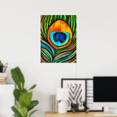 Poster Peacock Colorful Peacock Firebird Peather Peather (Bureau à domicile)
