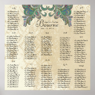 Poster Peacock Colors - 100 à 150 invités - alphabétique