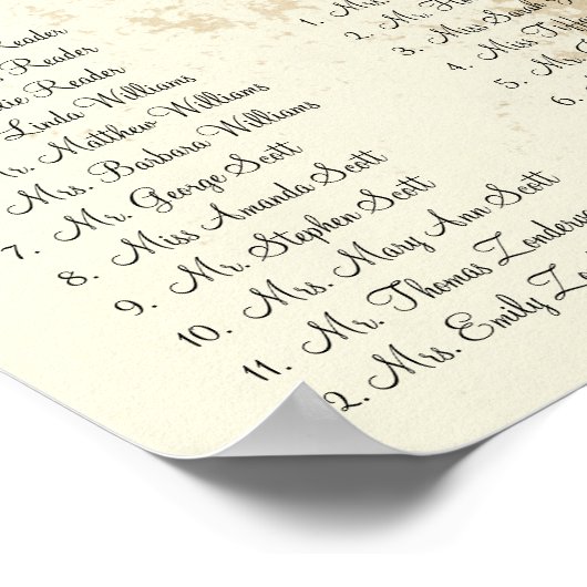 Poster Peacock Damask Wedding Seating Chart 12 Tables (Coin)