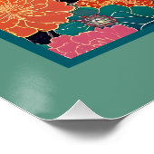 Poster Peacock dans le design floral avec lune turquoise (Coin)