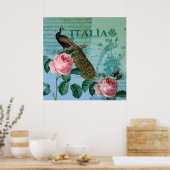 Poster Peacock de musique Rose romantique (Cuisine)