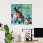 Poster Peacock de musique Rose romantique (Bureau à domicile)