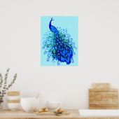 Poster Peacock en bleu turquoise et cobalt (Cuisine)