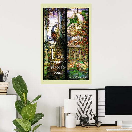 Poster Peacock en verre tendu Lieu paradisiaque pour vous (Bureau à domicile)