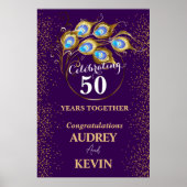 Poster Peacock Feathers 50e anniversaire de Mariage (Devant)