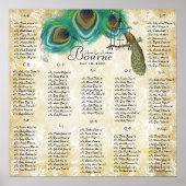 Poster Peacock Feathers Birdcage Notes musicales (Devant)