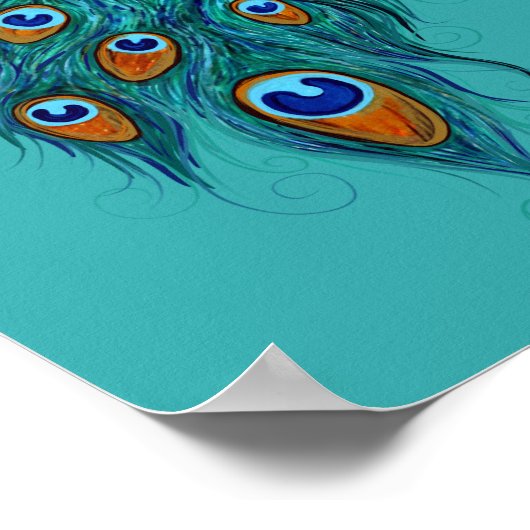 Poster Peacock Feathers Teal Peacocks (Coin)