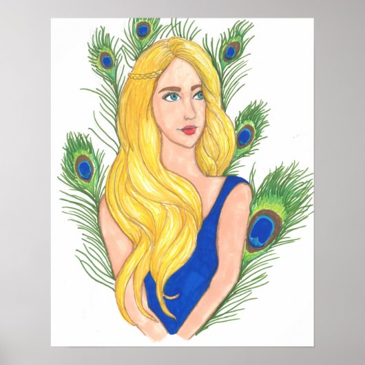 Poster peacock Feathers Wall Art (16" x 20") (Devant)