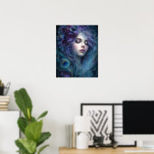 Poster Peacock Goddess Queen Fantasy Wall Art Print (Bureau à domicile)