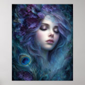 Poster Peacock Goddess Queen Fantasy Wall Art Print (Devant)