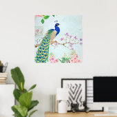 Poster Peacock Graphic | Blue And Yellow Peacocks (Bureau à domicile)