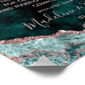 Poster Peacock Green & Rose Gold Love is Sweet Table Sign (Coin)