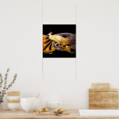 Poster PEACOCK, jaune rouge violet noir (Cuisine)