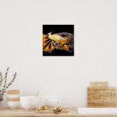 Poster PEACOCK, jaune rouge violet noir (Cuisine)