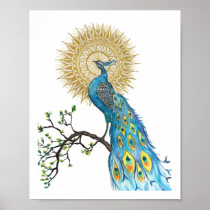 Poster Peacock Mandala 8x10 Imprimer