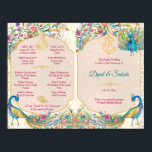 Poster Peacock mariage hindou détails programme rituels<br><div class="desc">Peacock Arabian paisley motif Indian Hindu mariage rituals programme OUTSIDE PART pour TÉLÉCHARGER NUMÉRIQUE. C'est Une taille 4,  ne vient pas plié,  devez le plier vous-mêmes - à l'intérieur il y a une minuscule ligne dorée sur le dessus,  devrait être l'indication centrale pour le score.</div>
