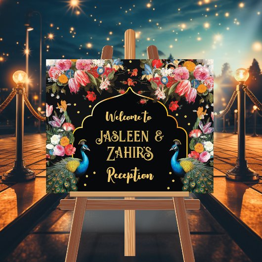 Poster Peacock Moody Floral Indian Welcome Signal