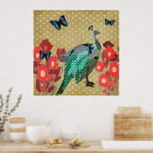 Poster Peacock & Peonies Peonies Gold Stars (Cuisine)