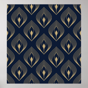 Poster Peacock plume ombre motif ditzy motif floral.